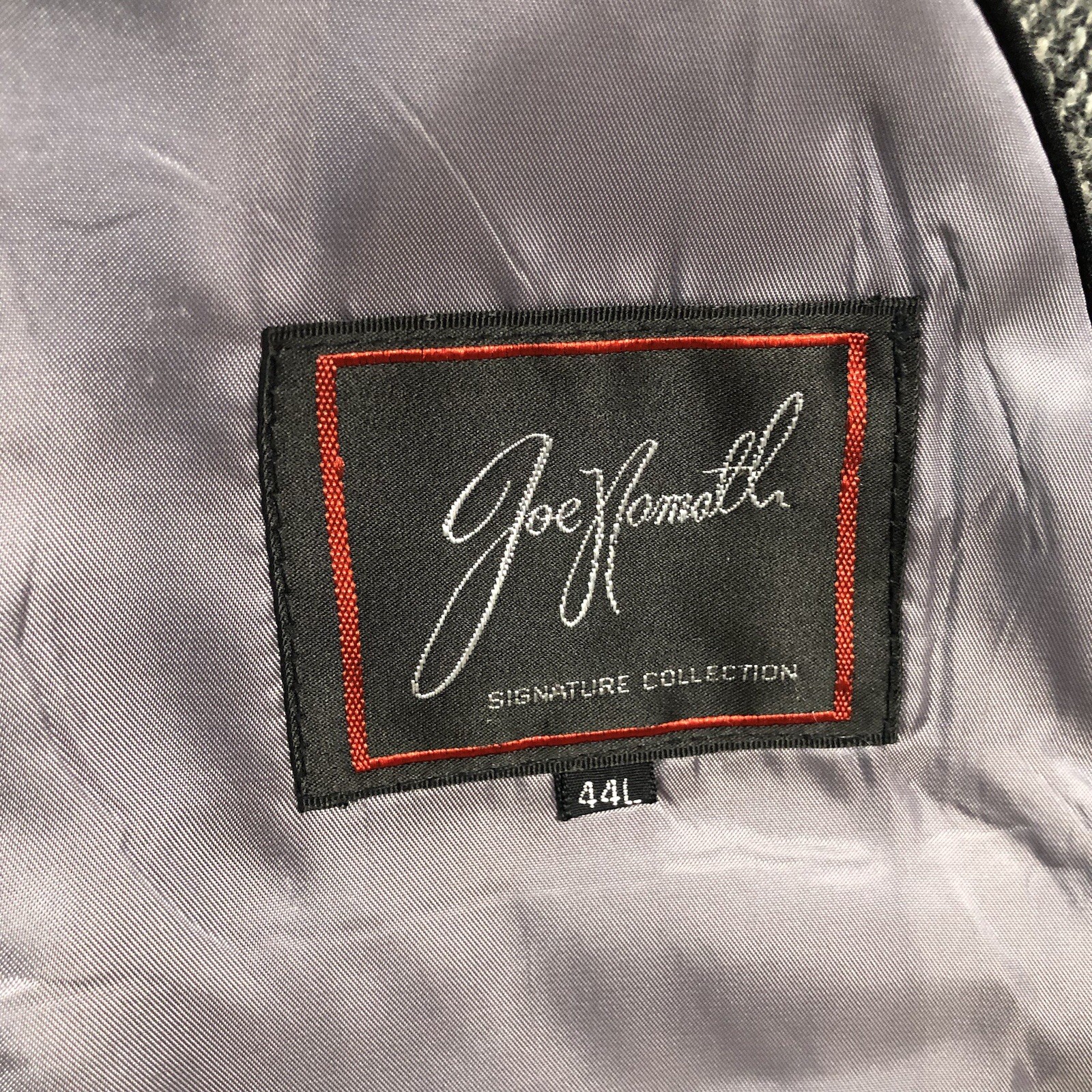 VTG Joe Namath Mens Blazer Size 44L Long Gray Herringbone Wool Tweed Sport Coat