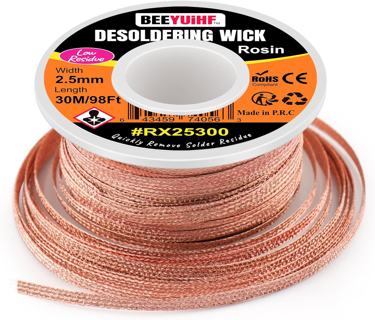 Desoldering Wick Braid 30M - 98ft Length 2.5mm Width Solder Wick Braid with F...