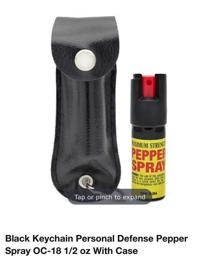 Pepper Spray - Black Leather Case Keychain