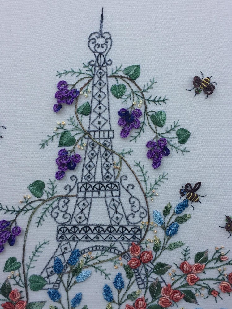 Lili - Springtime Eiffel Tower, an Advanced Brazilian Embroidery Pattern