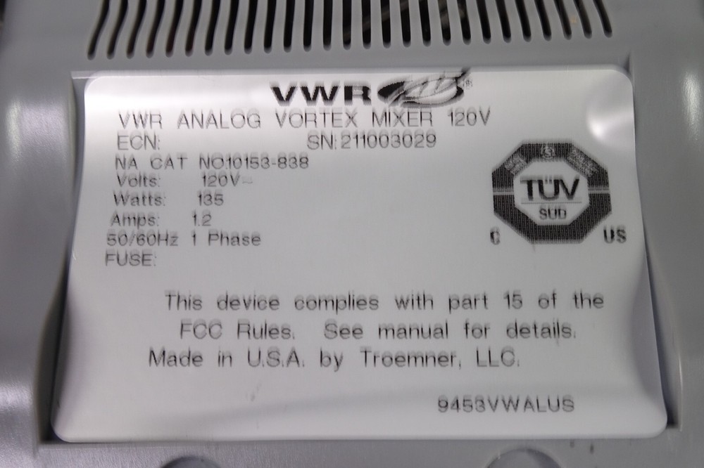 VWR Analog Vortex Mixer Model 10153-838