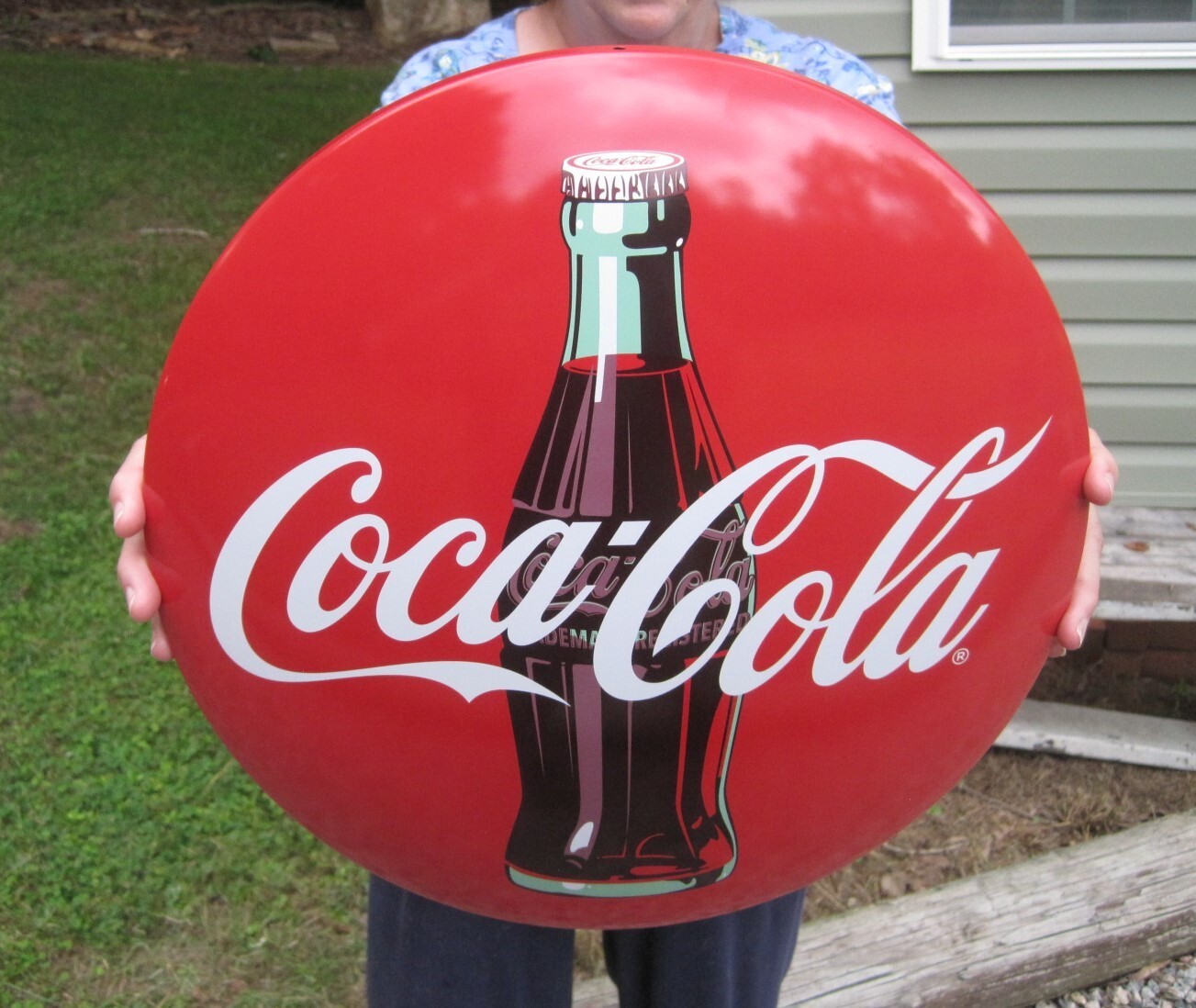 16" Coca Cola Metal Dome Button Coke Advertising Sign