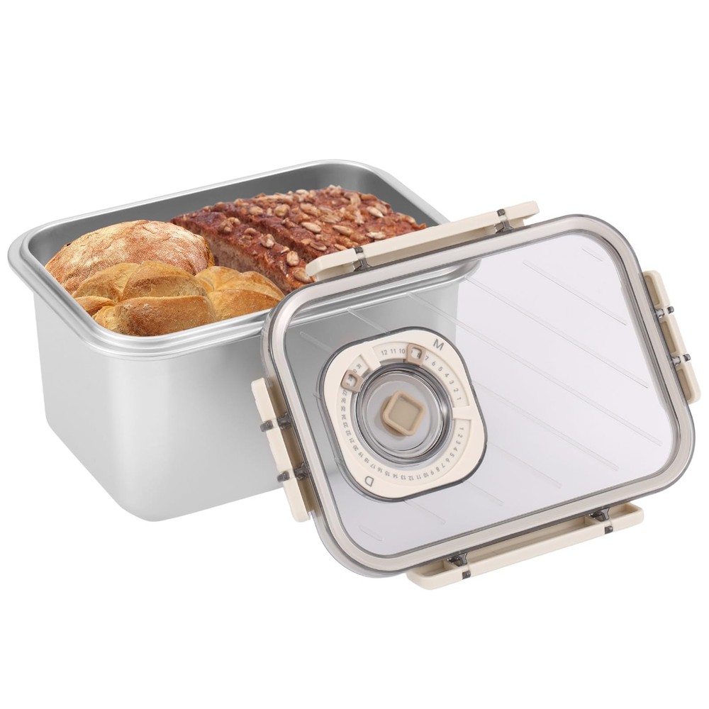 CODOHI Bread Box for Homemade Bread, Time Recording Bread Storage Container w...