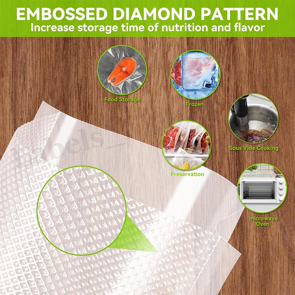 8"x50' Giant Rolls Vacuum Sealer Bags Embossed Food Saver Storage Bag BPA Free