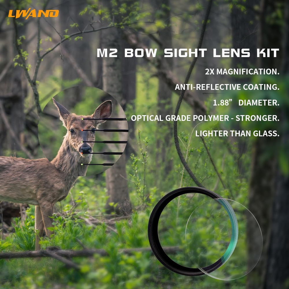 M2 Compound Bow Sight - 5 Pin Adjustable with 2X Magnification Lens Kit