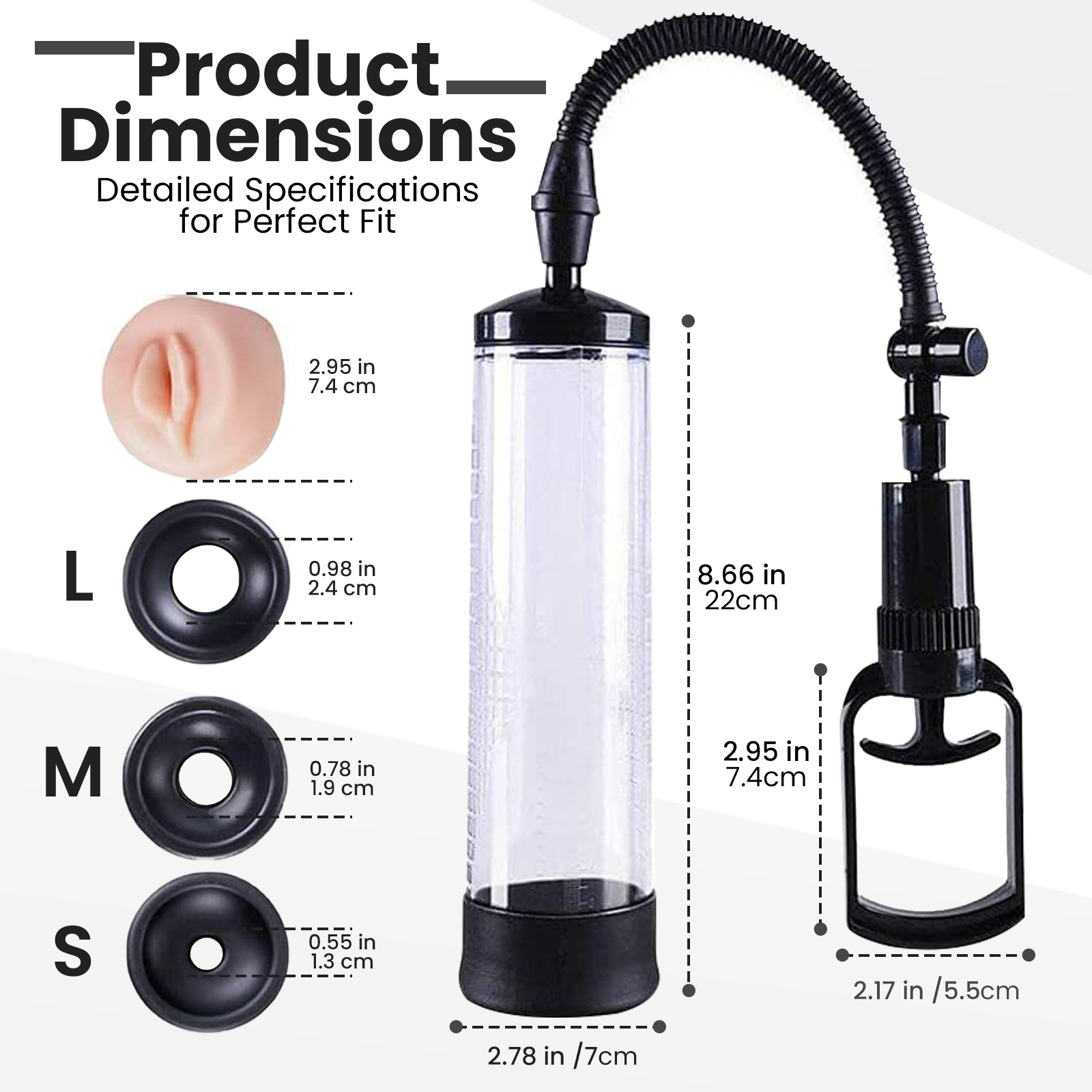 Vacuum Penis Pump for Male ED Enhancement Erectile Enlargement +3 Rings 1 Sleeve