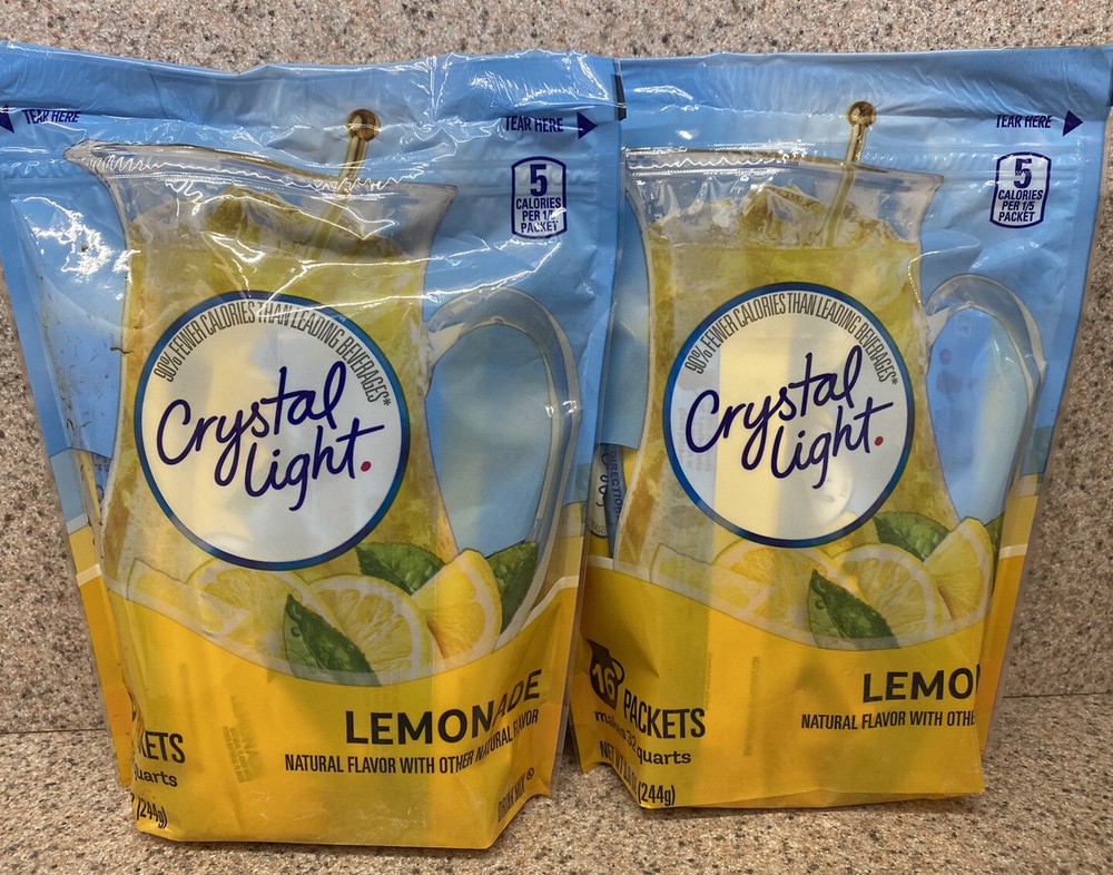 Crystal Light Lemonade Drink Mix 16 Packets- Makes 32 Quarts - (2 PACK)