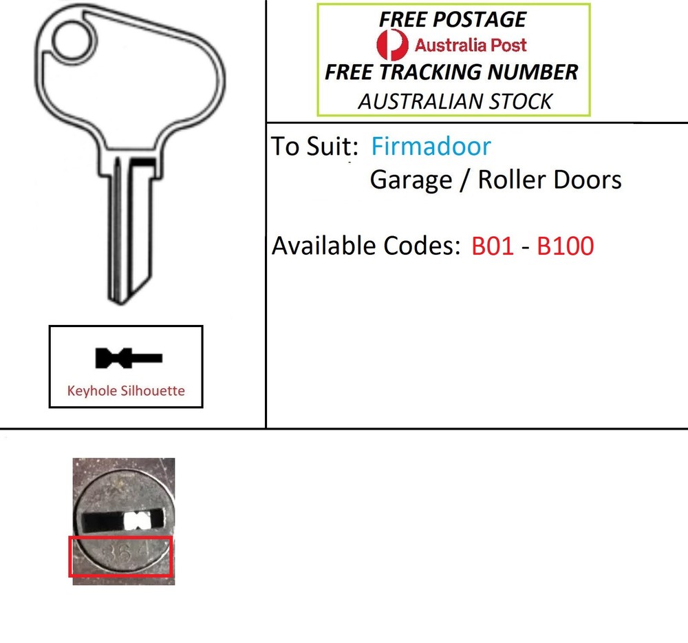 Cut to Code - Lenlock B1 - B100 Roller Rolla Garage Door Replacement Spare Keys
