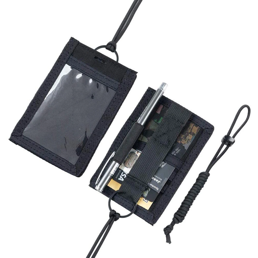 2PC Tactical ID Card Holders Hook&Loop Patch Badge Organizer - Neck Lanyard HOT