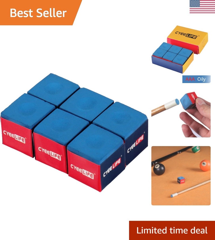 6 PCS Blue Billiard Chalk for Precision Play - Durable Nylon & Wool Blend