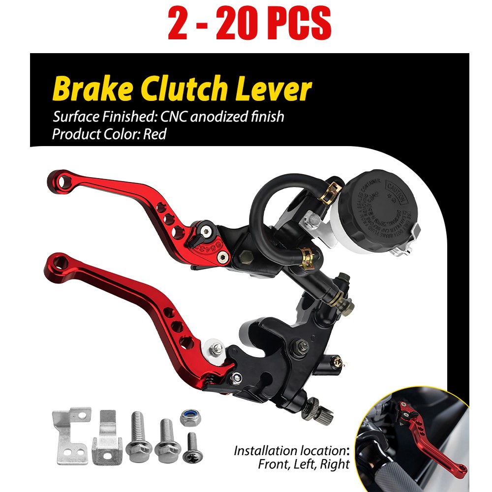 2-20X Red 7/8" 22mm Brake Clutch Master Cylinder Reservoir Lever CNC 125cc-400cc