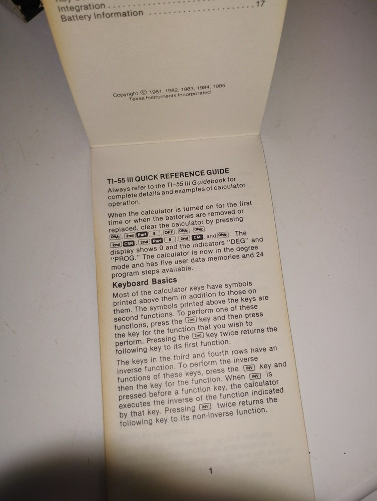 Texas Instruments Scientific: TI-55 III Guidebook & Quick Start Guide