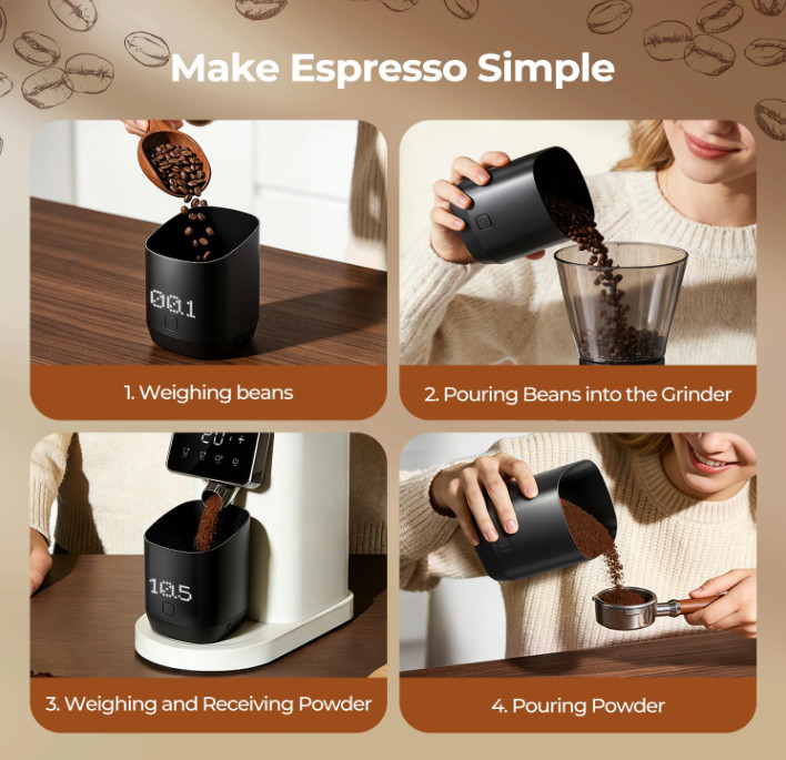 Subscale Digital Dosing Cup - 1g Precise Scale with LED Display & USB-C - Black