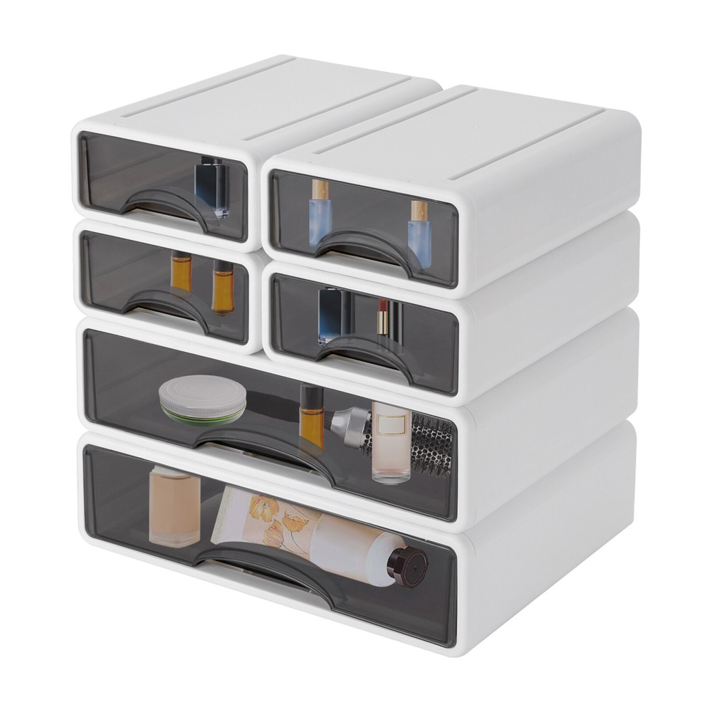 6 Drawer Office Storage Box Plastic Drawers Storage Drawers Stackable Storage