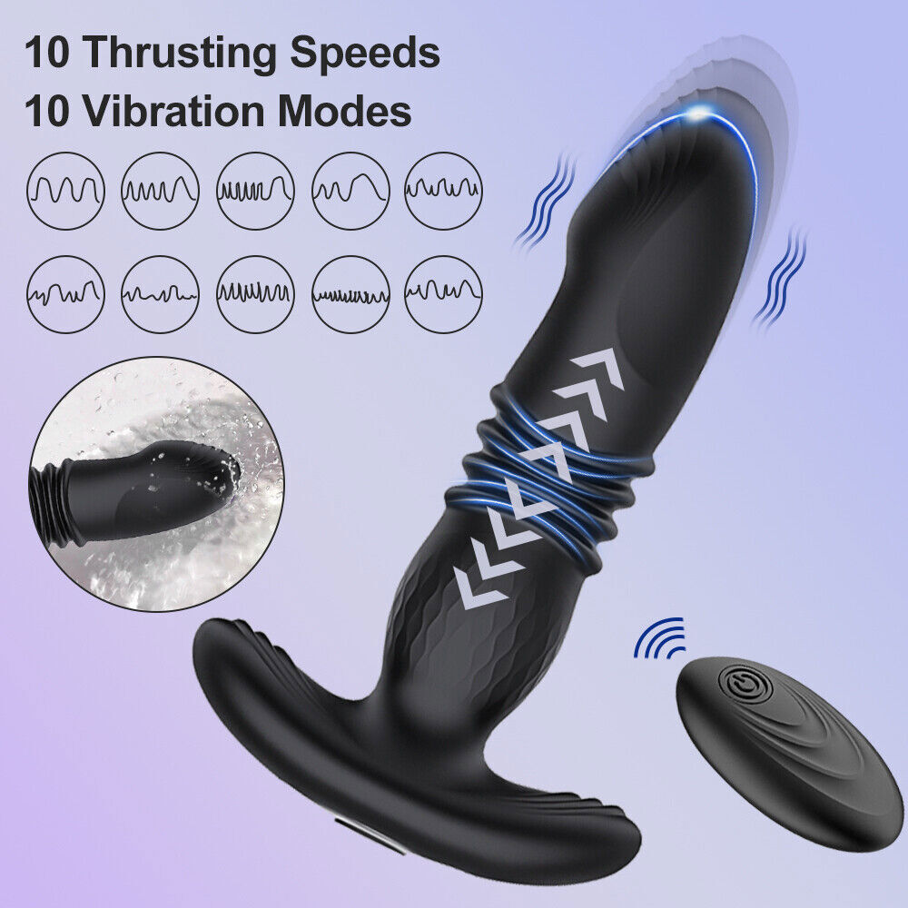 Thrusting Anal Butt Plug Dildo Vibrator Prostate Massager Sex Toys for Women Men