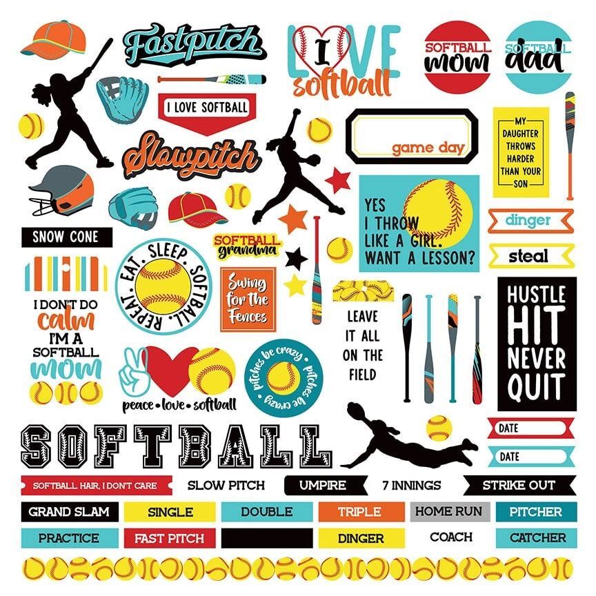 MVP Softball Stickers 12"X12"-Elements -PSFB3609