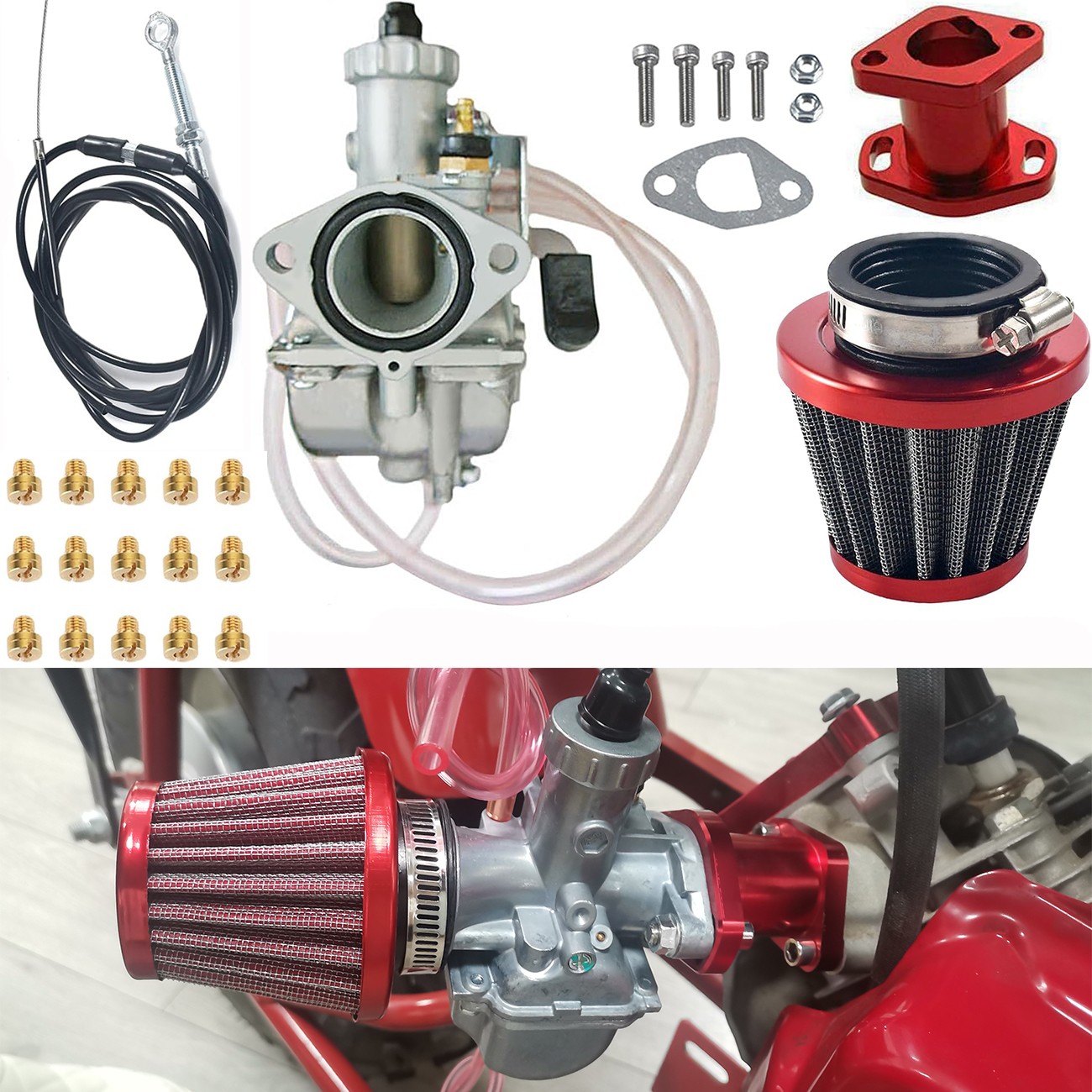 VM22 Carburetor Jet Throttle Cable Kit For Predator 212cc 196cc Clones Go Kart