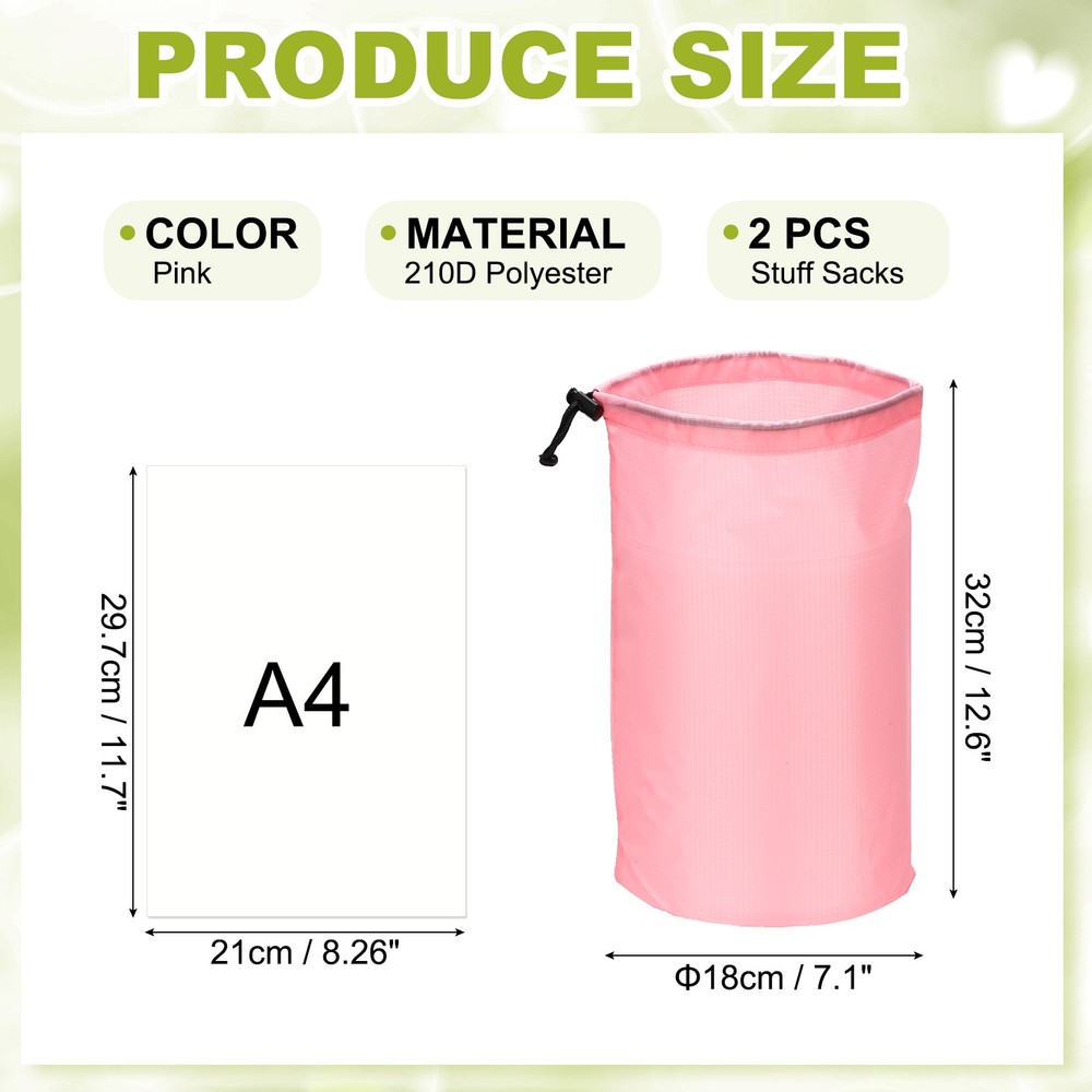 Drawstring Bag, Storage Bags, 7x13" & 2Pcs & Pink