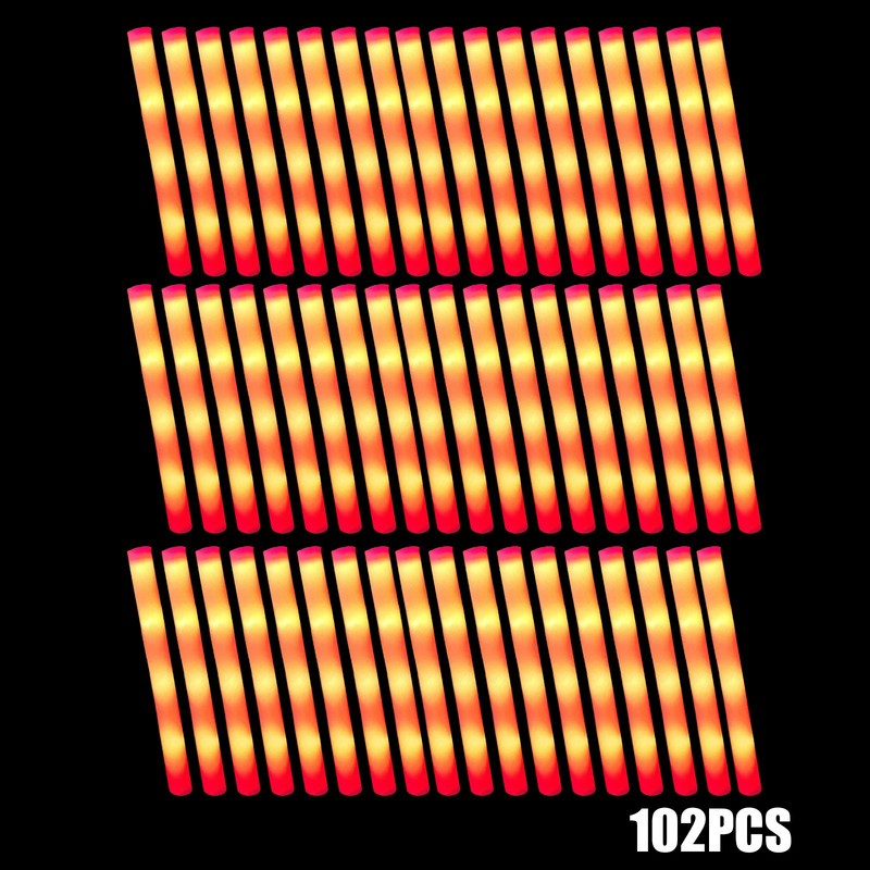 100Pcs Light Up Foam Sticks 18" LED Glow Stick for Party Orange /Blue