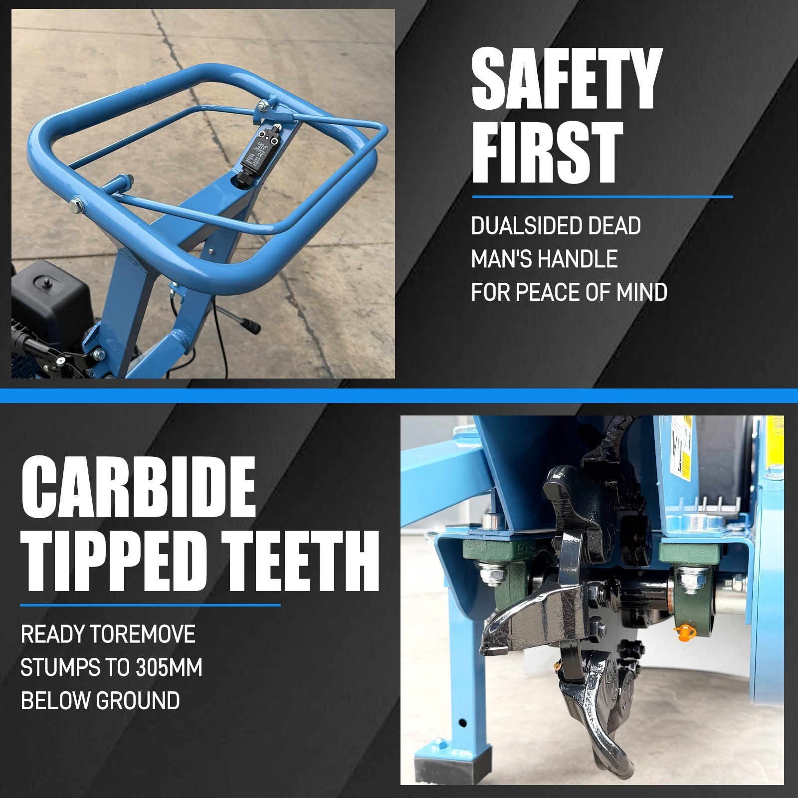 15HP Gas Stump Grinder Electric Start 15'' Cutting Height 10'' Cutting Depth