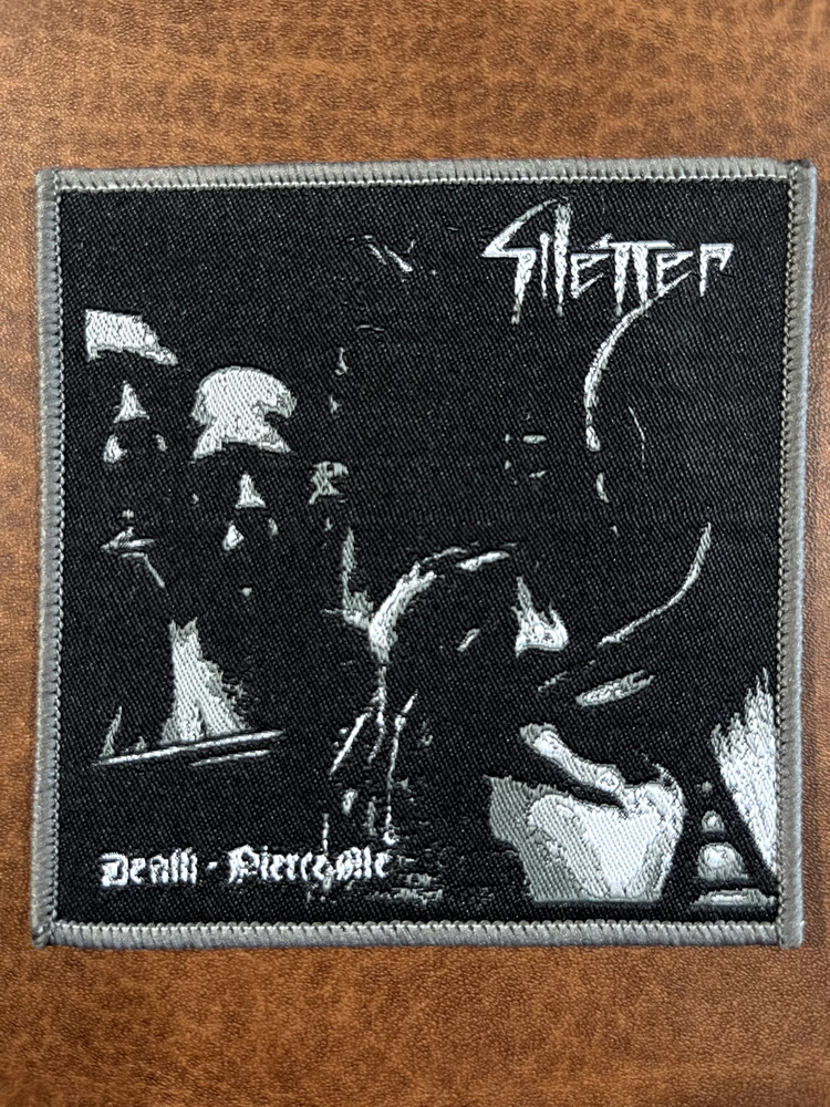 SILENCER, SEW ON GRAY BORDER WOVEN PATCH