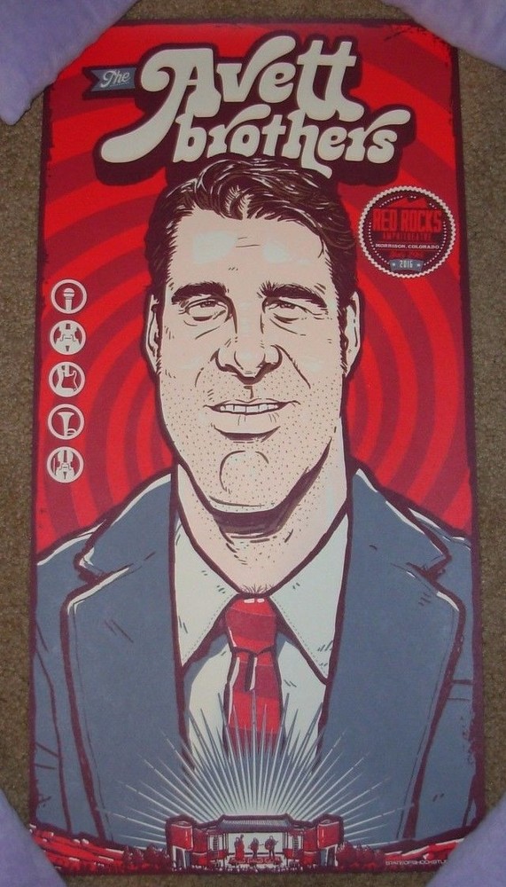 AVETT BROTHERS concert gig tour poster 7-29-16 RED ROCKS 2016 print Shock