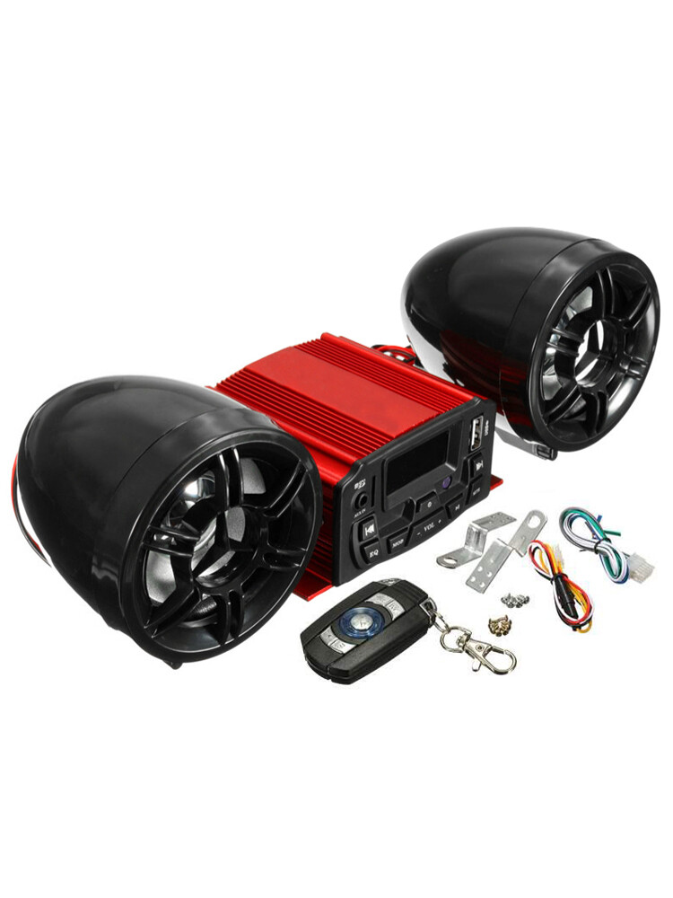 Motorcycle Audio Speaker Kits Bluetooth 4 Wheeler Stereo ATV AUX System FM Radio