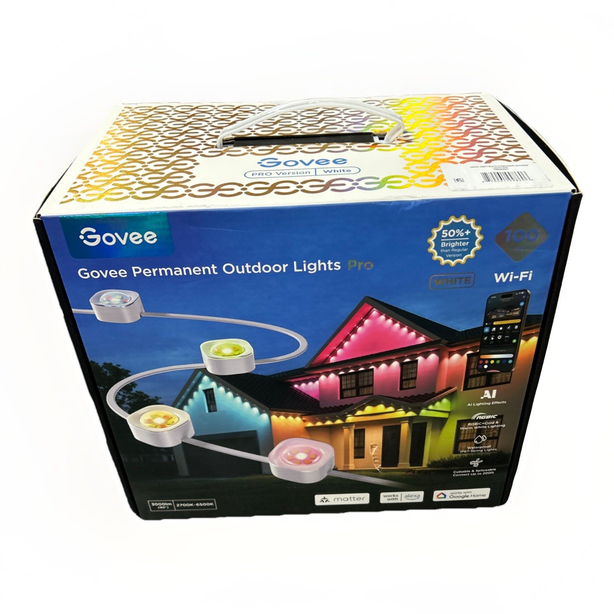 Govee Permanent Outdoor Lights Pro 100FT  Model H806A  WHITE *Brand New, Sealed
