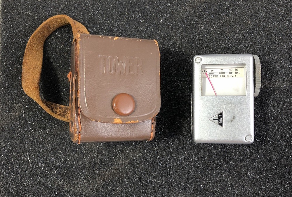 Vintage Tower Light Meter with Leather Case