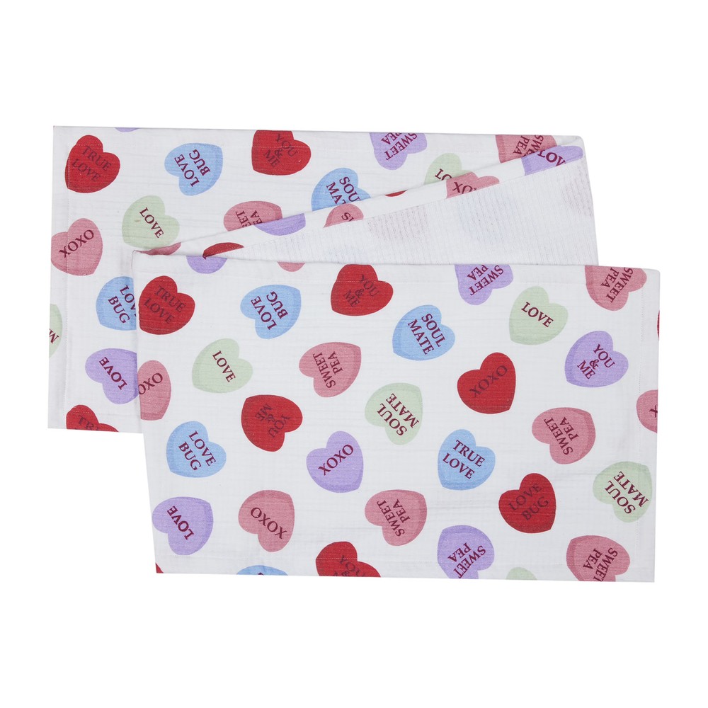 Conversation Hearts Table Runner Cotton