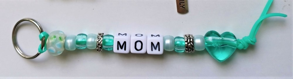 Sweet Mom Stretchy Charm Bracelet Stack and Key Ring-Green
