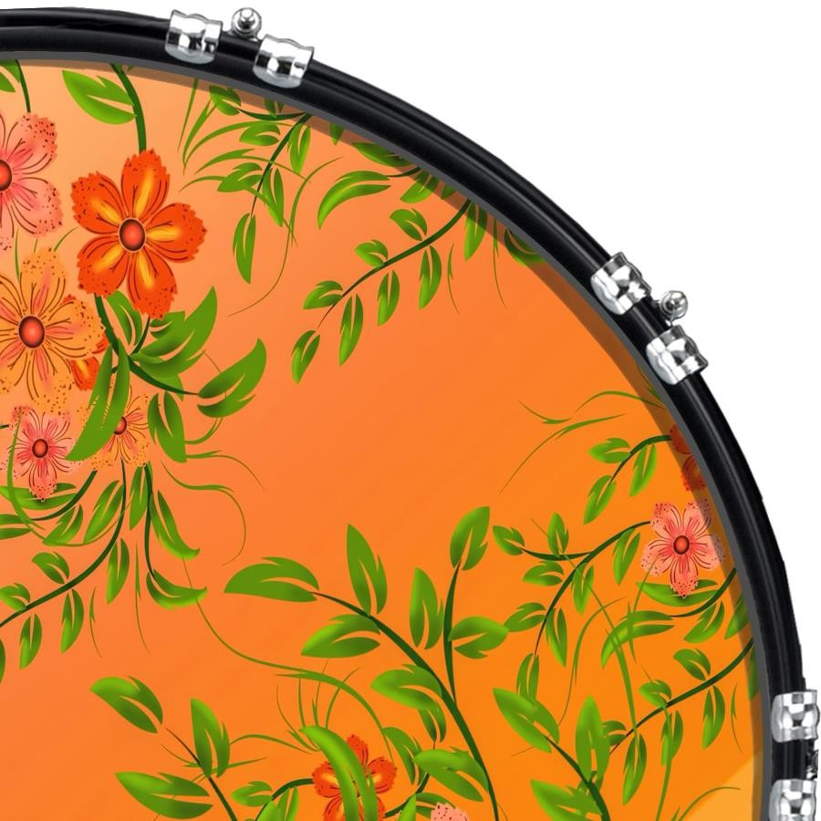 20" Custom Bass Kick Drum Front Head Graphical Flower Power 4