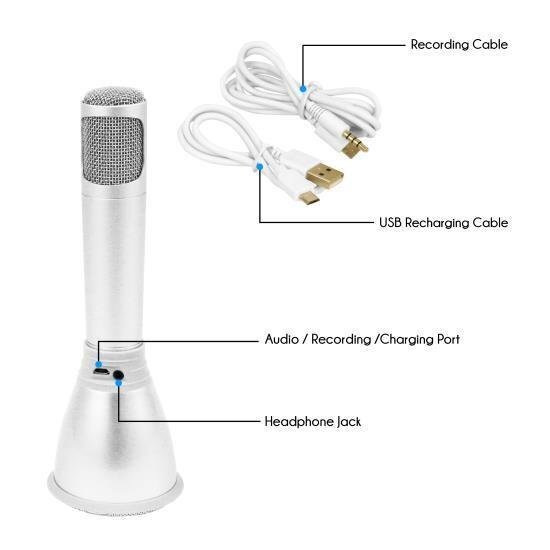 Bluetooth Karaoke Microphone Speaker System with Wireless Megaphone-Style Mic