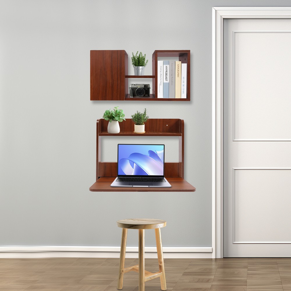 Wall Mounted Bookshelf Folding Space Saving Wall Mounted Table Fold Down Lapto