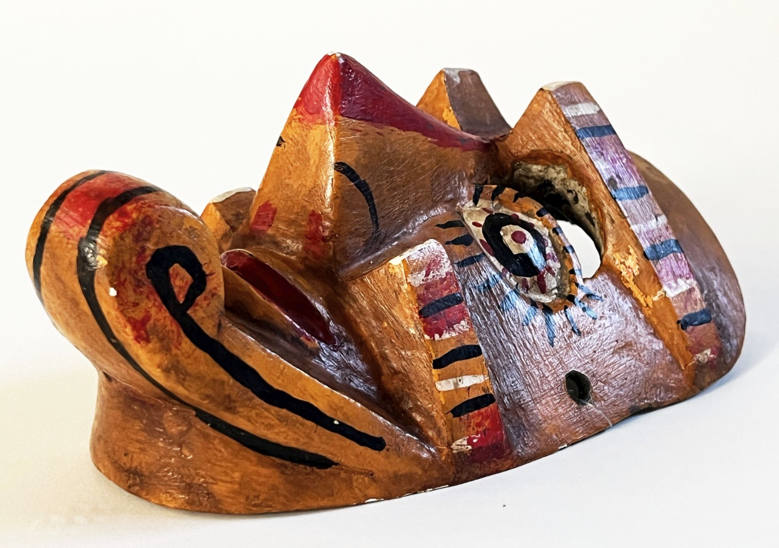 VTG MEXICAN GUERRERO FOLK ART HAND CARVED WOOD MORO CHINO CULTURAL DANCE MASK