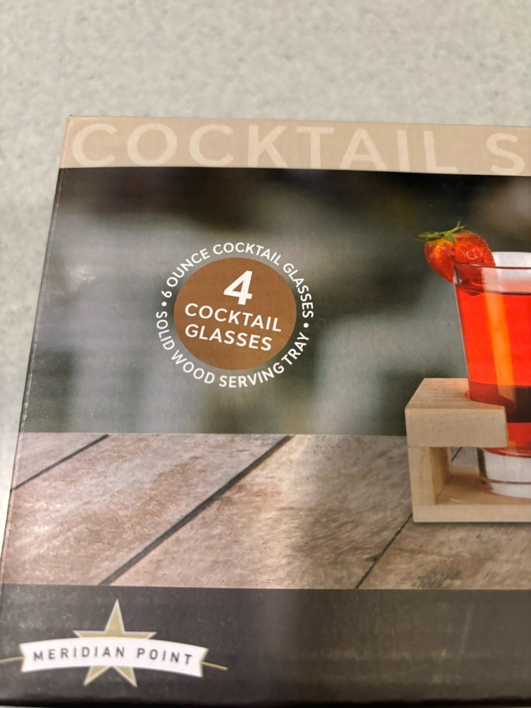 Elegant Solid Wood Cocktail Serving Set NIB
