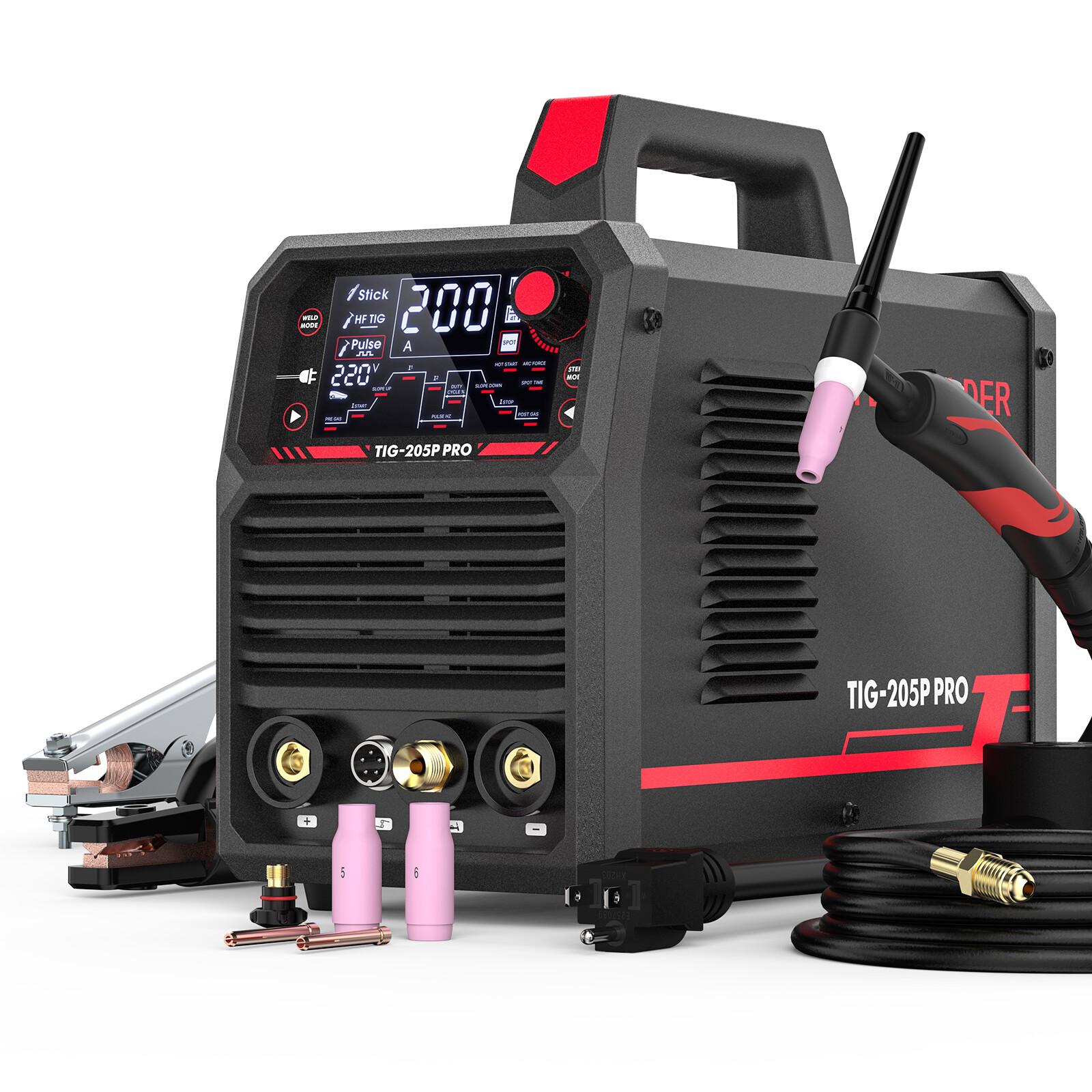 TIG Welder Welding Machine 205A STICK/DC TIG/PULSE TIG 3 In 1 Welder 110V/220V