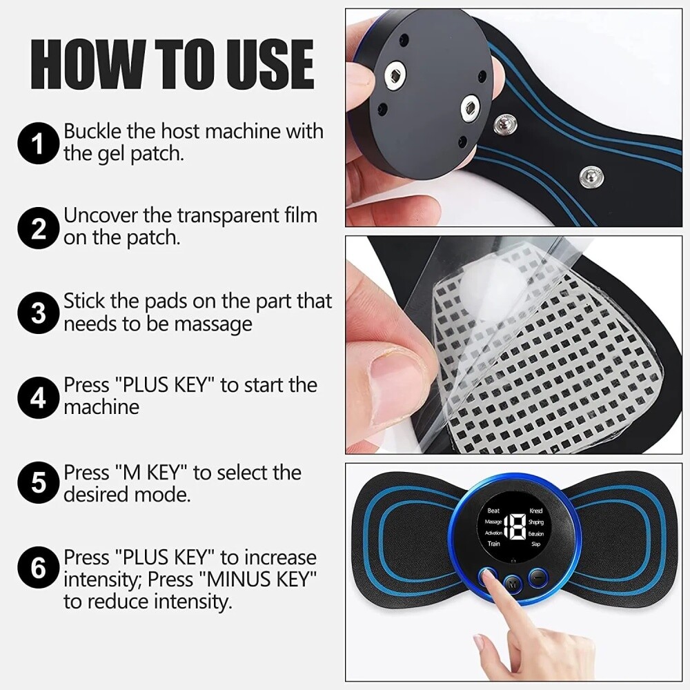 5PCS Portable Mini Electric Neck Back Massager Patch Stimulator Cervical Massage