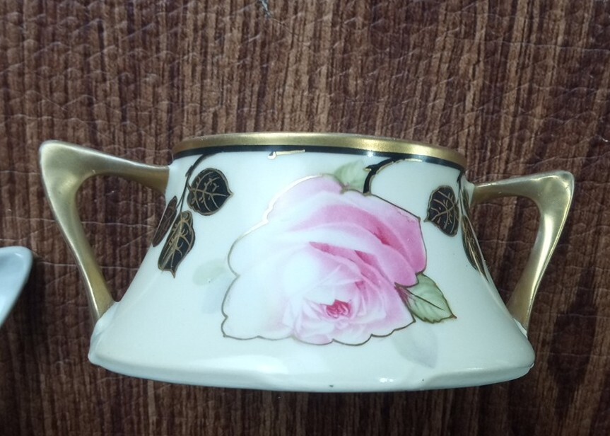 Antique - Z.S. & Co Bavaia Royal Munich, Hand Painted Creamer and Sugar Bowl