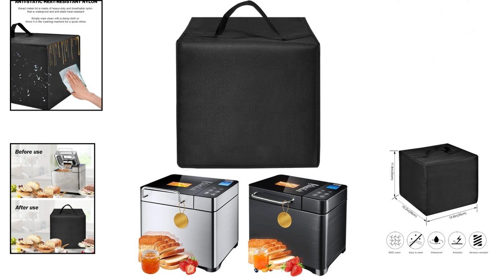 Bread Maker Cover Nylon Dust Protector for KBS 17-in-1 Bread Machine Black
