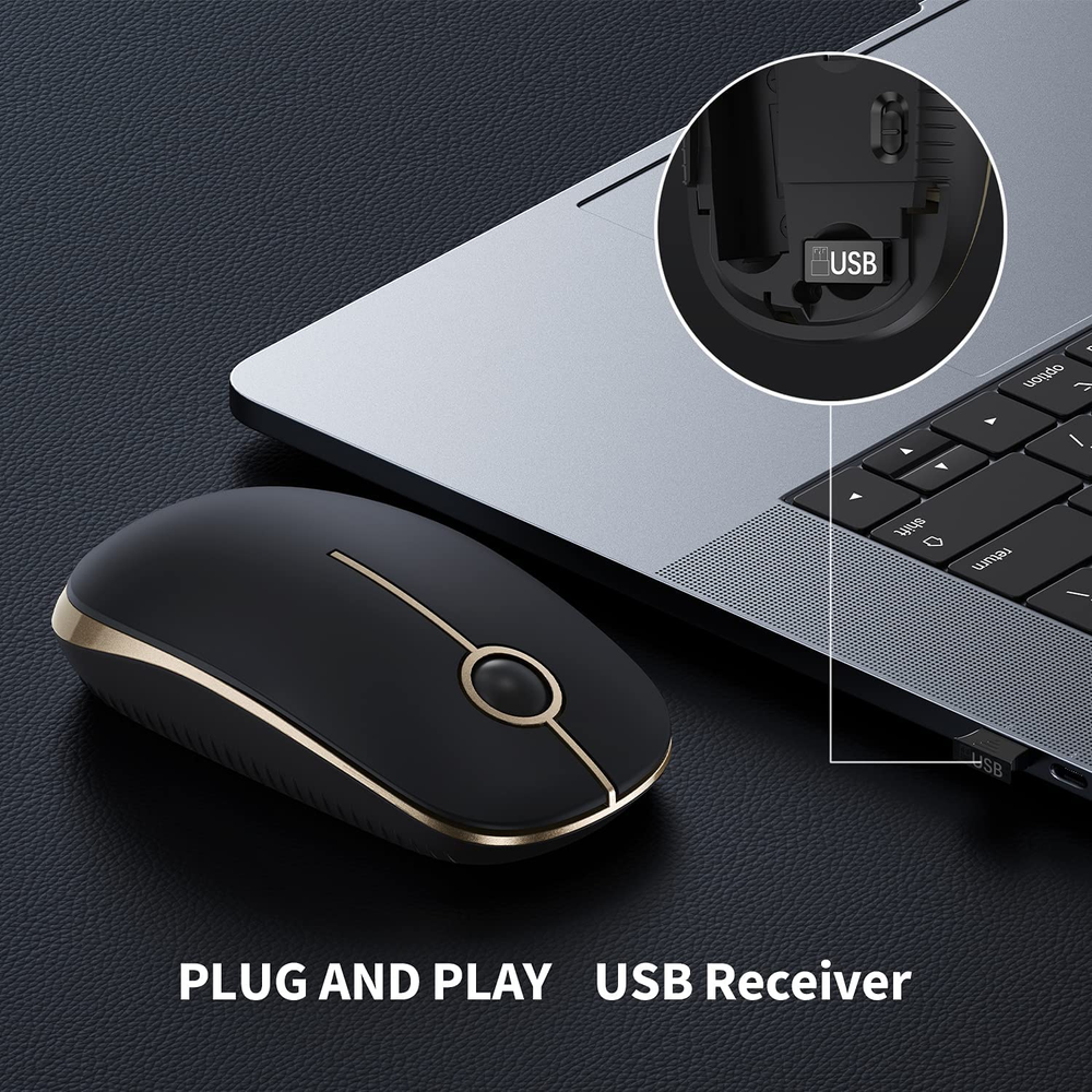 Wireless Mouse, 2.4G Slim Portable Computer Mice with Nano Receiver for Notebook