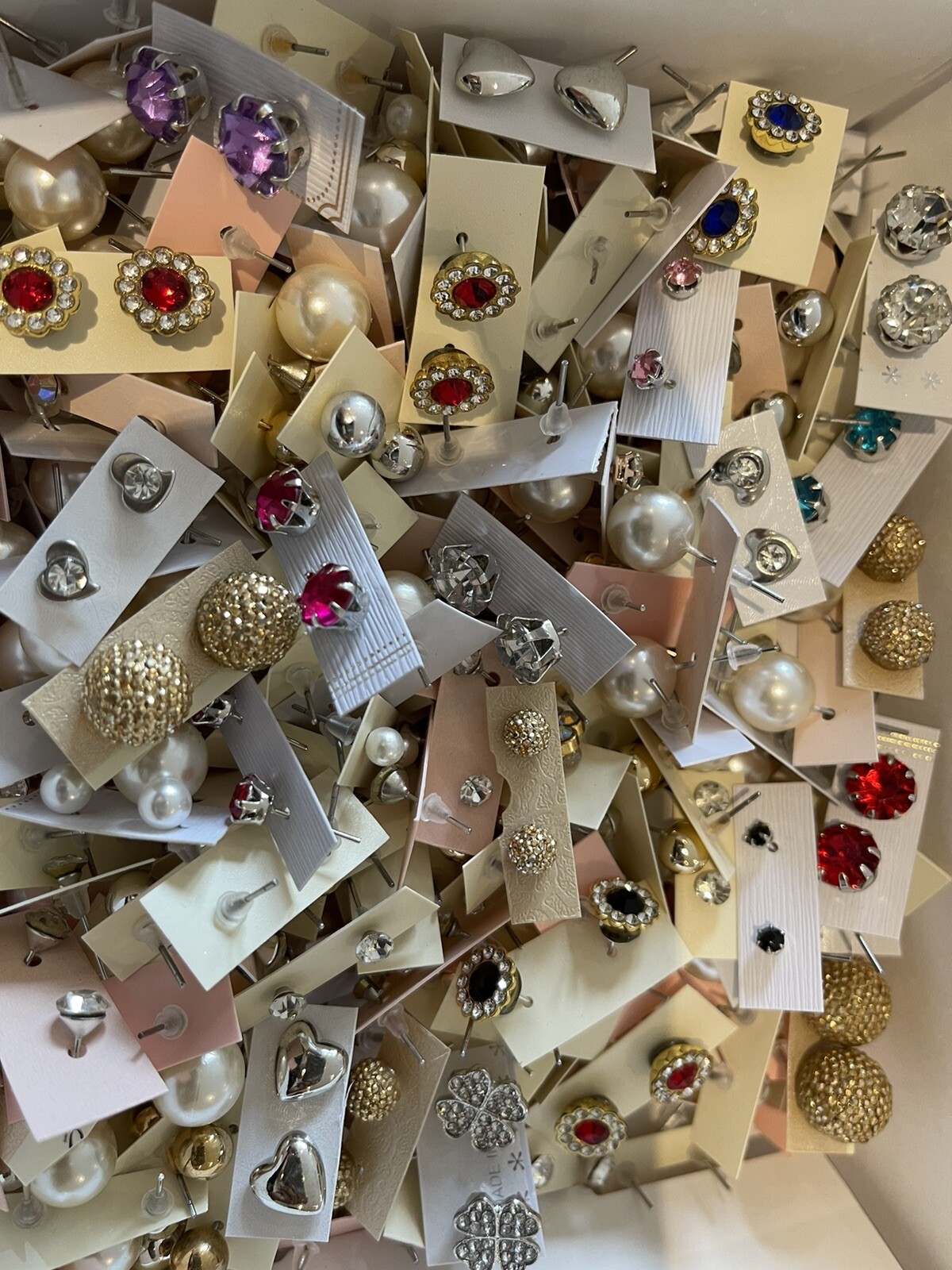 Wholesale Lot of 50 Pairs of Assorted Stud Earrings New Bling Glam