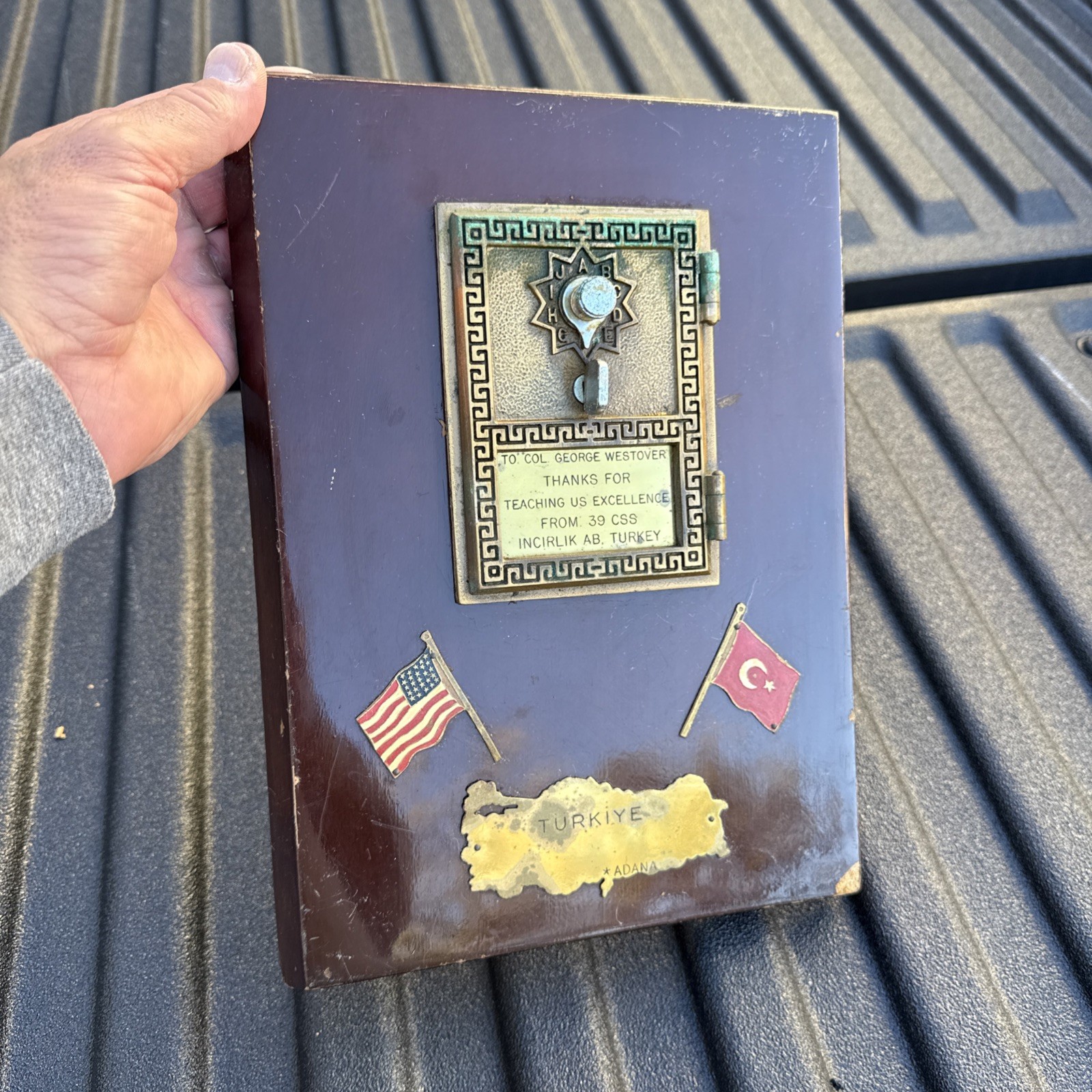 Vintage Brass Post Office Door Plaque-Col. Westover Incirlik AB Turkey