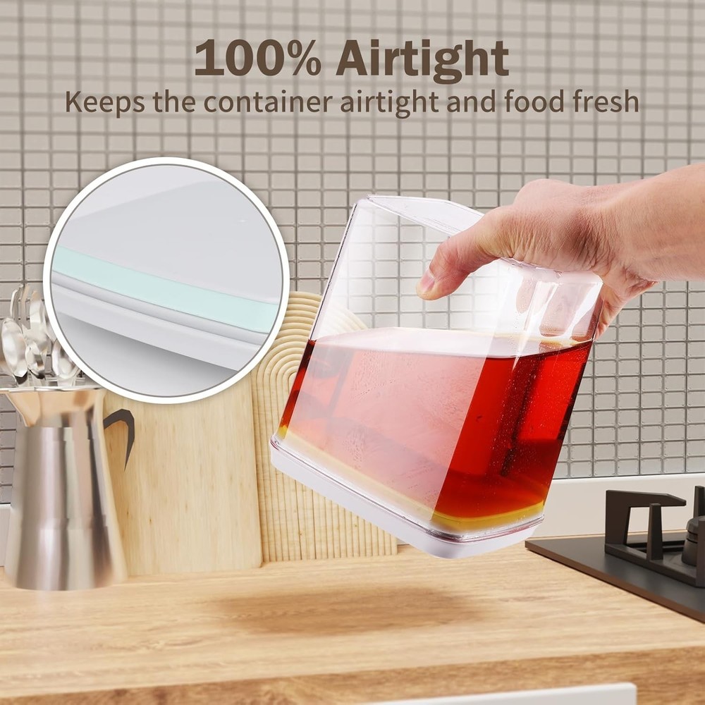 Pop Airtight Food Storage Containers Set W/ Lids 6 Pcs Stackable One Button