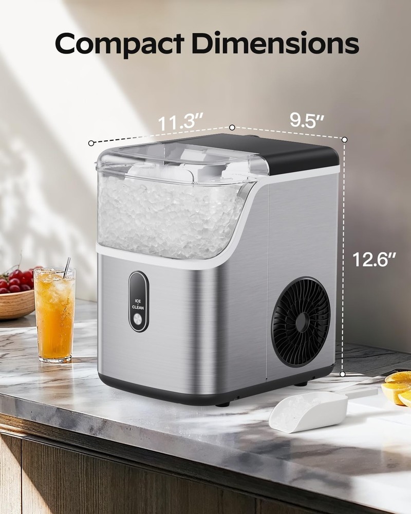 Nugget Ice Maker Countertop, HOMEZAY Pebble with Soft Chewable...