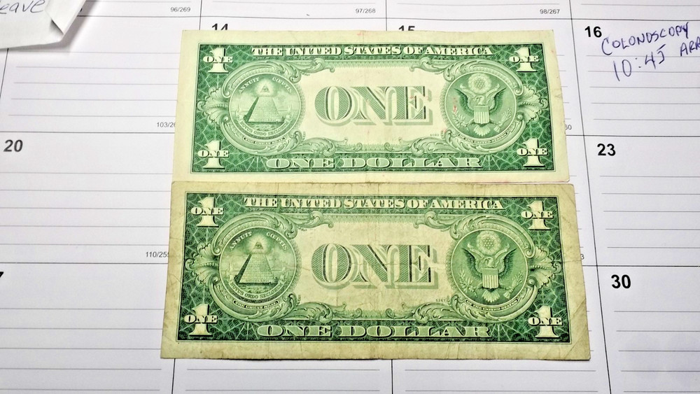 2 1935 SILVER CERTIFICATE DOLLARS E AND D MINTS OLD NICE CONDITION BILLS