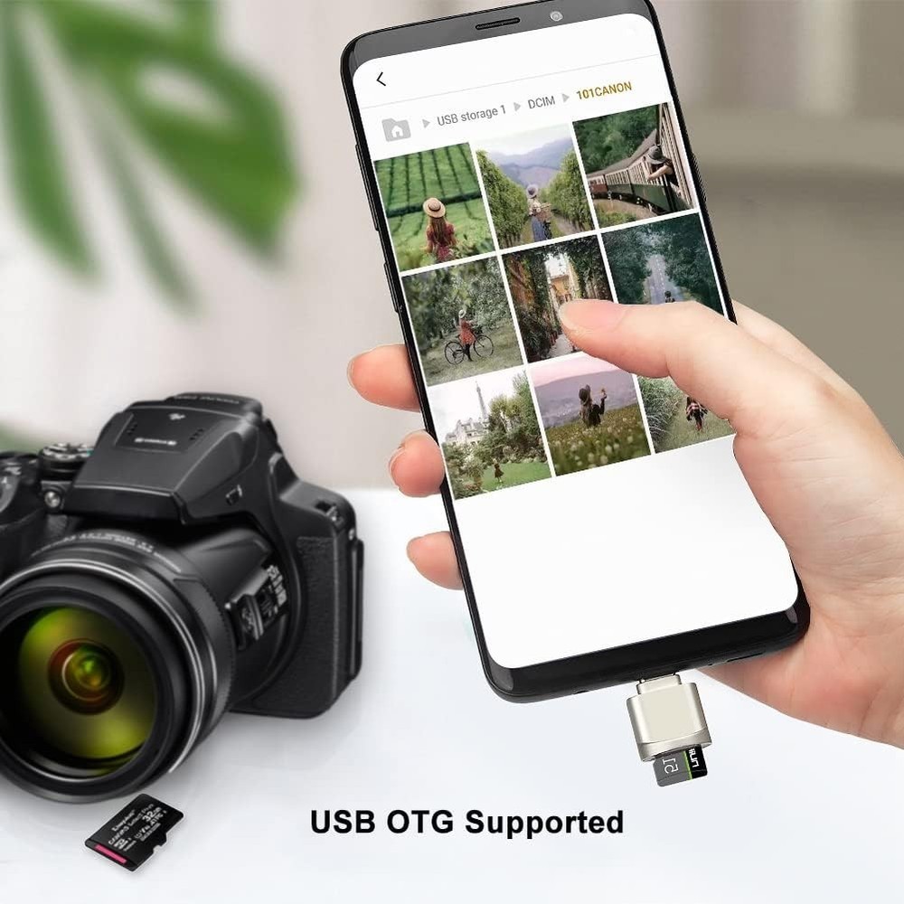 Portable Micro SD Card Reader for Laptops & Smartphones - USB C & USB Adapter