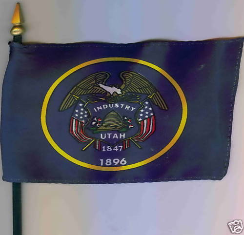 Utah State 4"x6" Flag on a Pole NEW