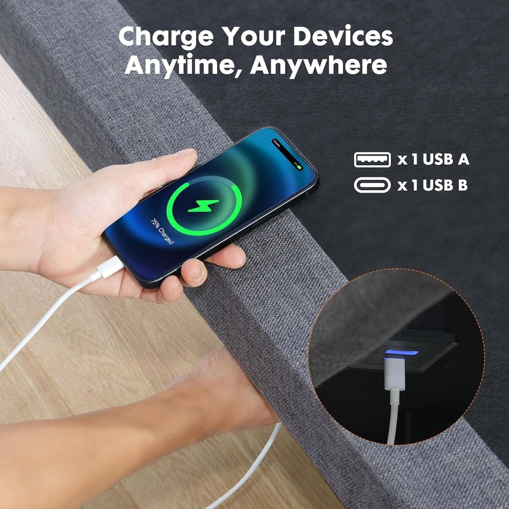 Electric Full Queen Adjustable Bed Frame Ergonomic Bed Base with Wireless Remote