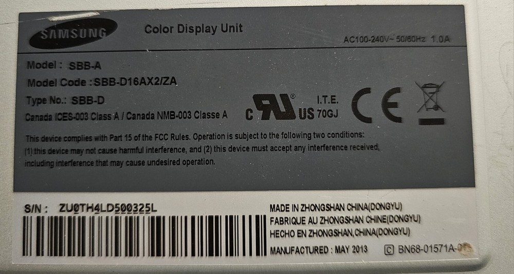Samsung SBB-A Set Back Color Display Unit SBB-D16AX2/ZA - School Surplus